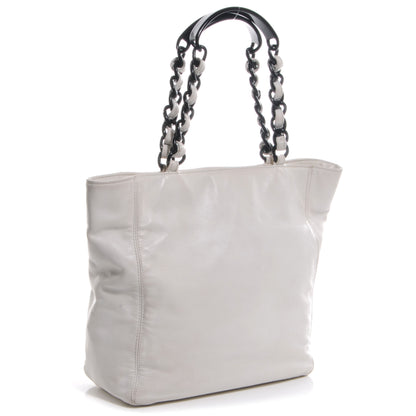 Chanel Lambskin Chain CC Small Tote White 3 of 8