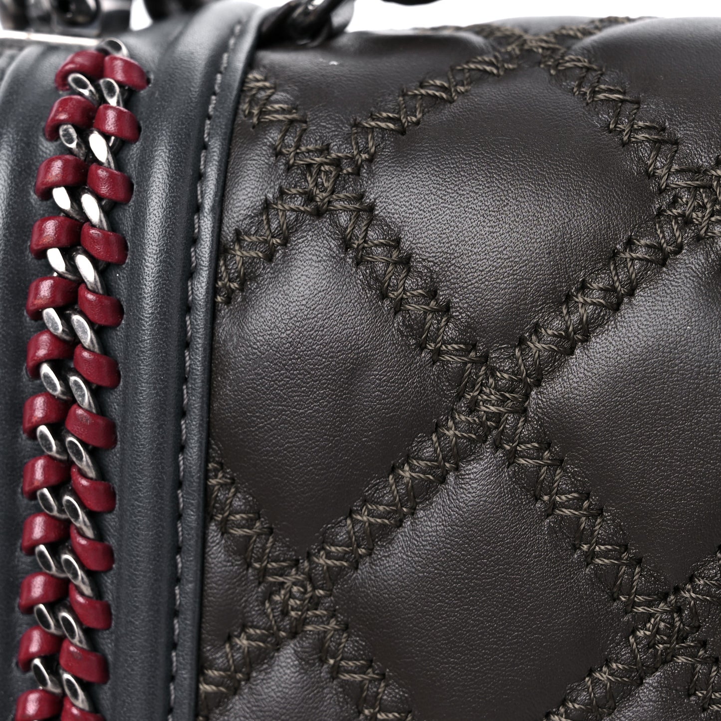 Calfskin Quilted Medium Boy Top Handle Flap Burgundy Black Blue