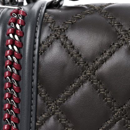 Chanel Calfskin Quilted Medium Boy Top Handle Flap Burgundy Black Blue 11 of 13
