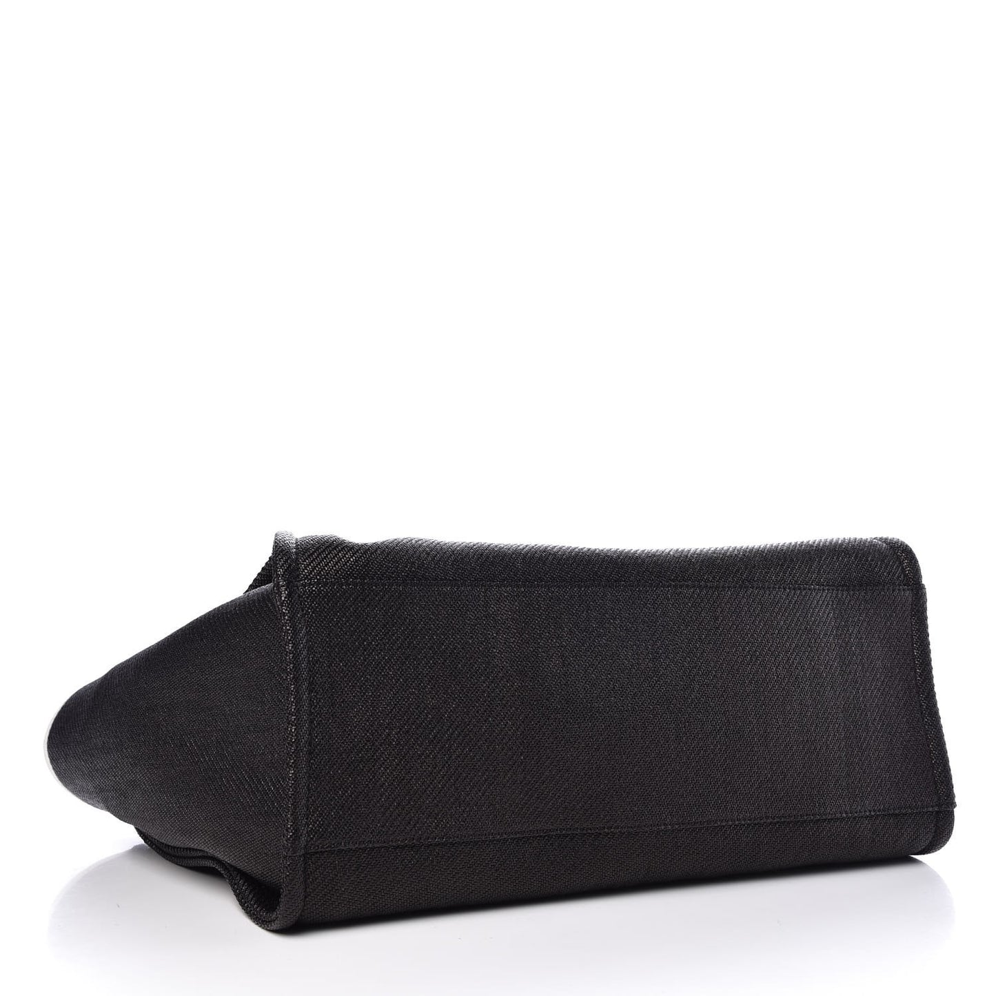 Woven Straw Raffia Large Deauville Tote Black White