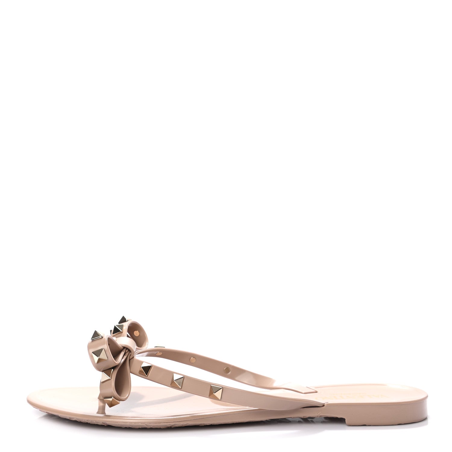 Valentino Garavani PVC Jelly Rockstud Bow Thong Sandals 41 Poudre 1 of 7