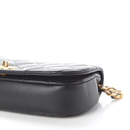 Chanel Calfskin Quilted Coco Mail Clutch With Chain Black 10 of 10