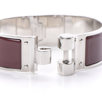 Hermes Enamel Charniere Uni Wide Hinged Bracelet M Rouge H 5 of 5