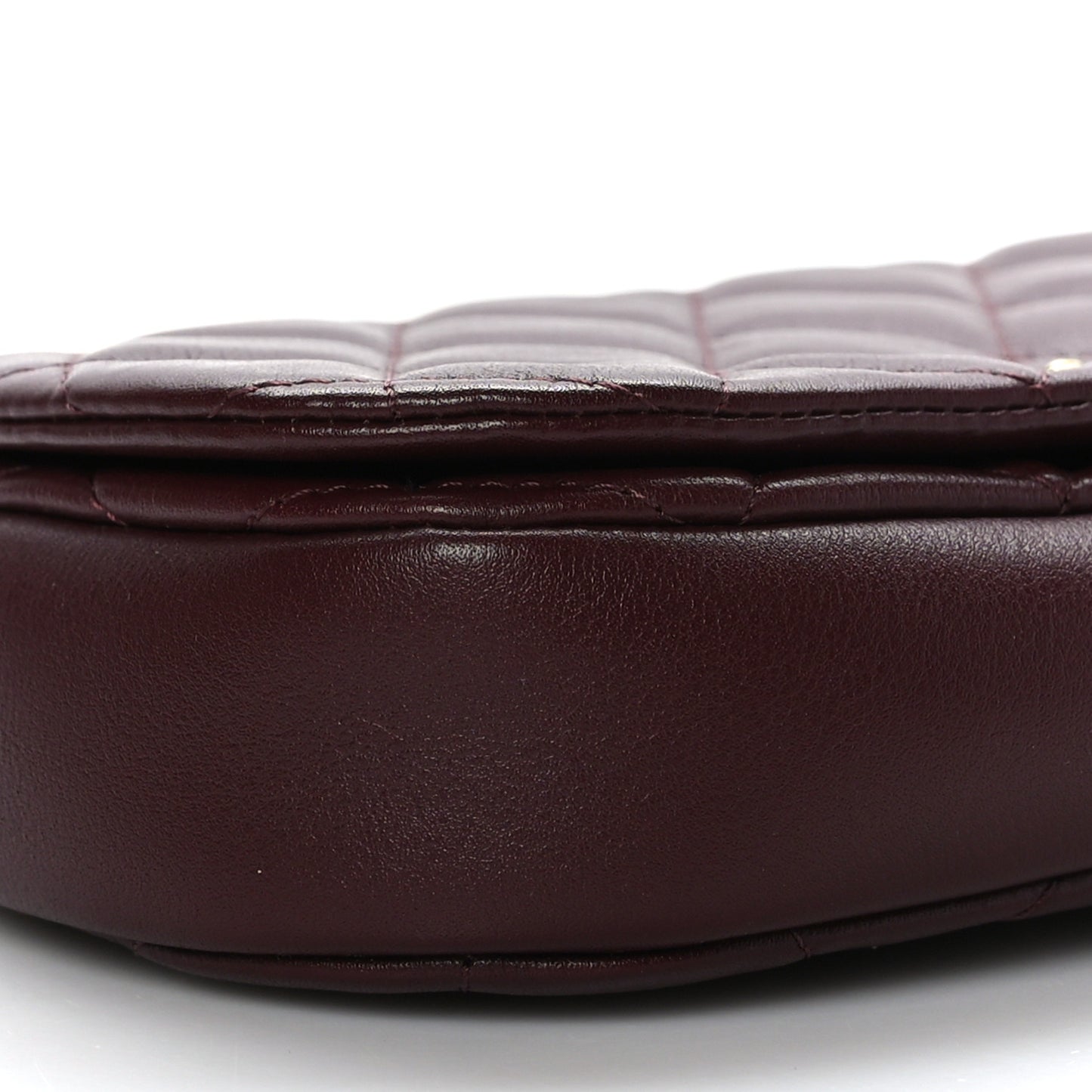 Calfskin Quilted Coco Mail Clutch With Chain Burgundy