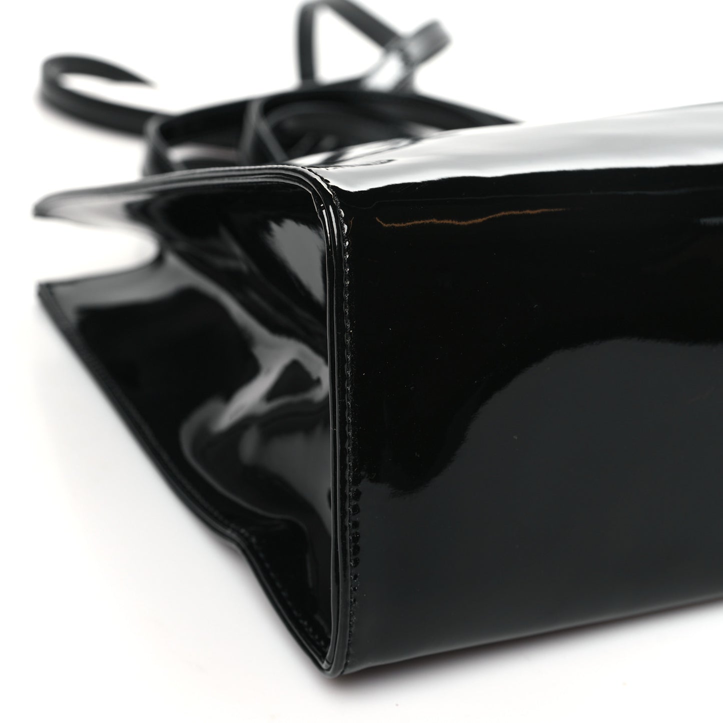 Patent Vegan Leather Medium Shopping Bag Black