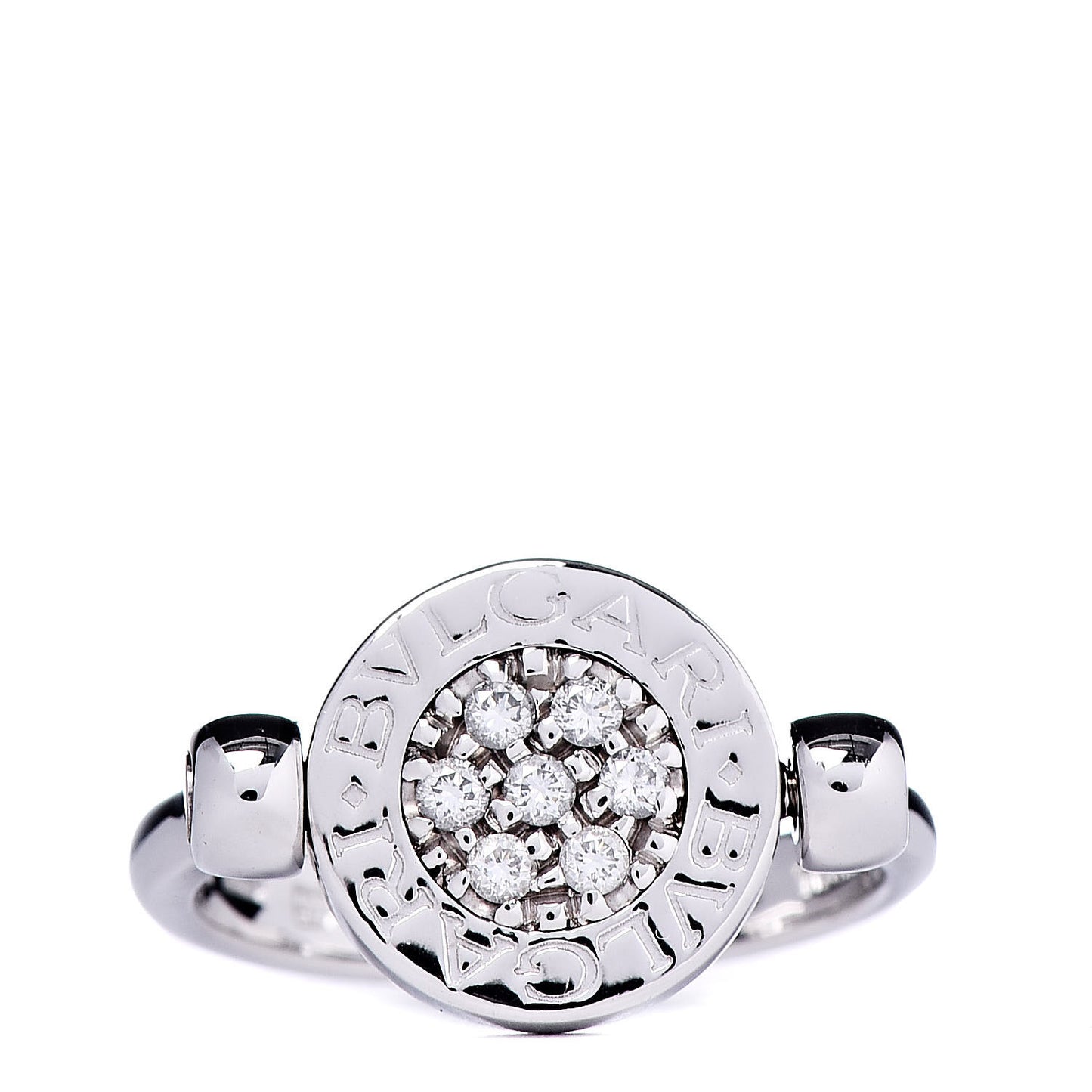 18K White Gold Diamond Black Onyx Bvlgari Bvlgari Flip Ring 48 4.5