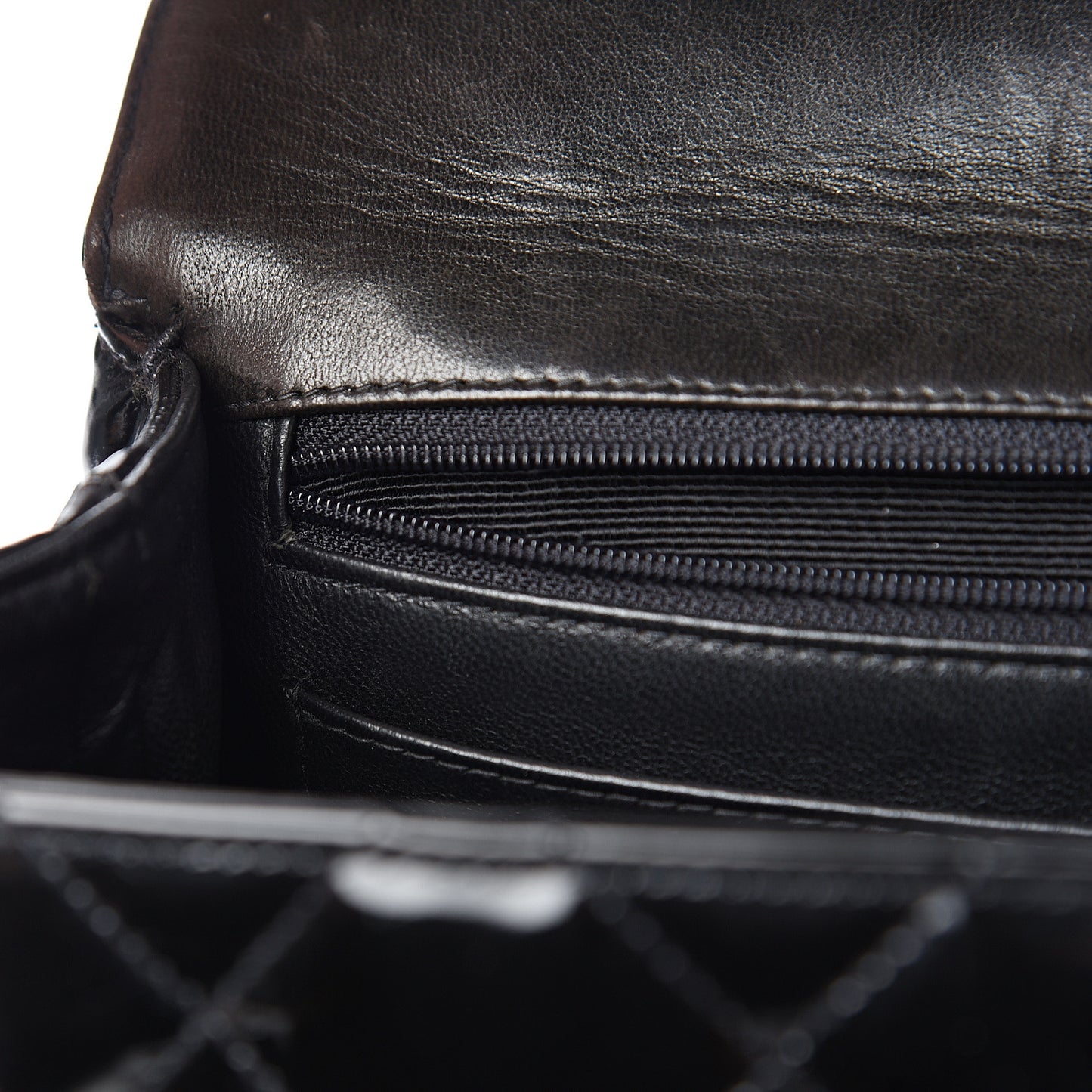 Patent Quilted Jumbo Kelly Flap Black