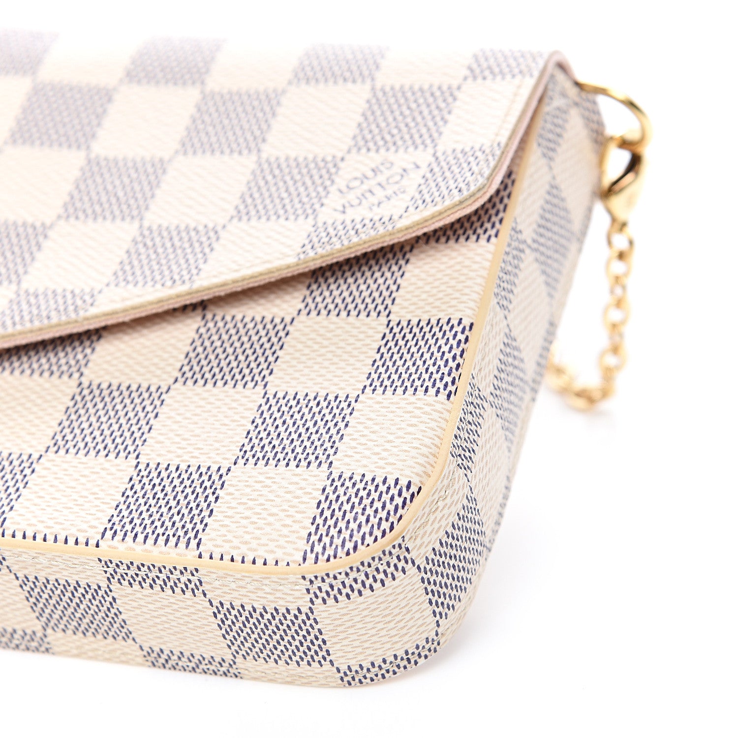 Louis Vuitton Damier Azur Pochette Felicie Chain Wallet Rose Ballerine 9 of 11