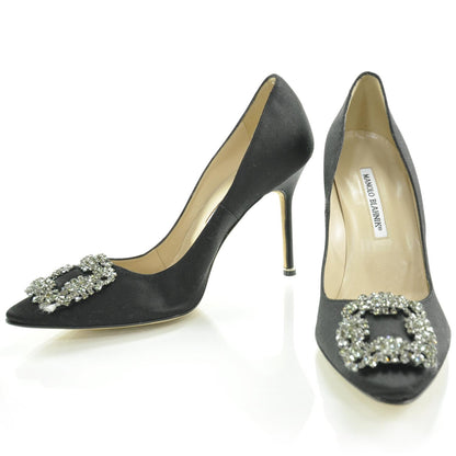 FASHIONPHILE MANOLOBLAHNIKSatinHangisiPumps39Black 1 of 8
