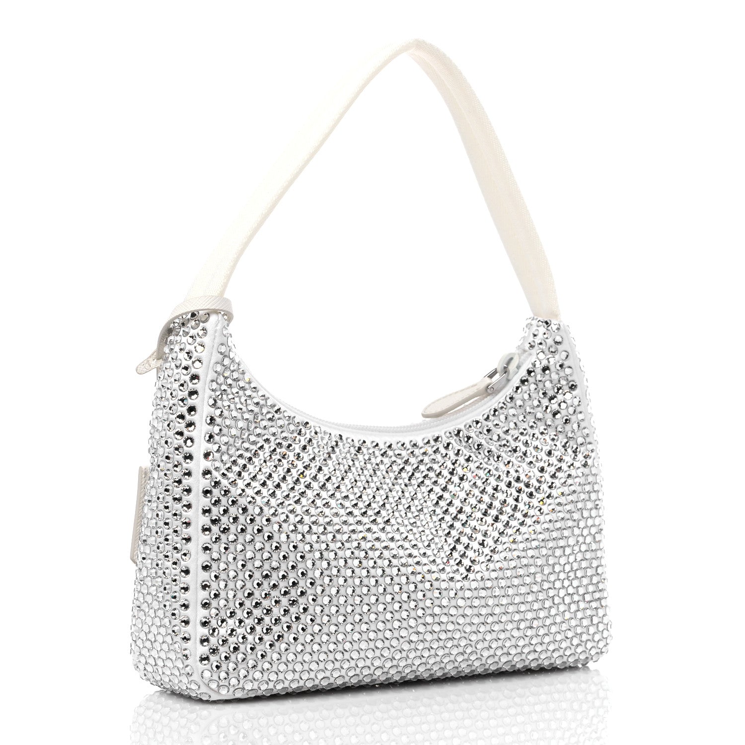 Prada Satin Crystal Mini Re-Edition 2000 Bag White 3 of 8