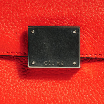 Celine Drummed Leather Suede Medium Trapeze Vermillion 3 of 8