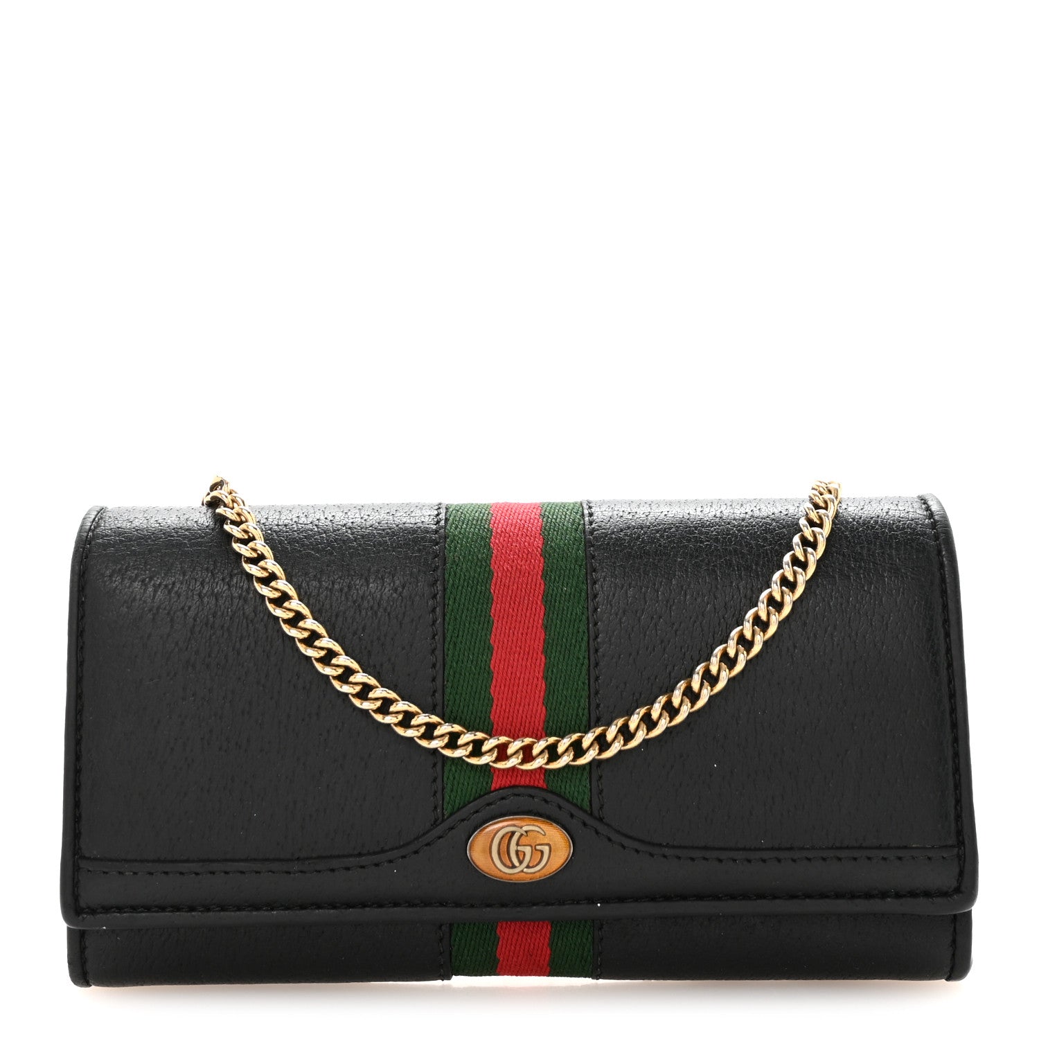 Gucci Dollar Calfskin Web Ophidia Wallet On Chain Black 1 of 10