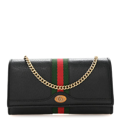 Gucci Dollar Calfskin Web Ophidia Wallet On Chain Black 1 of 10