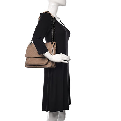 Saint Laurent Crinkled Calfskin Matelasse Monogram Medium Niki Chain Satchel Light Taupe 2 of 10