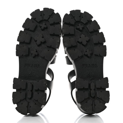 Prada Foam Rubber Triangle Logo Monolith 55mm Cage Sandals 40 Black 5 of 8