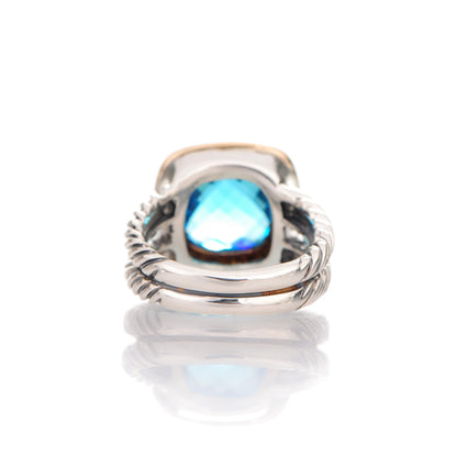 David Yurman Sterling Silver 18K Yellow Gold Diamond Blue Topaz 11mm Albion Ring 53 6.5 4 of 8