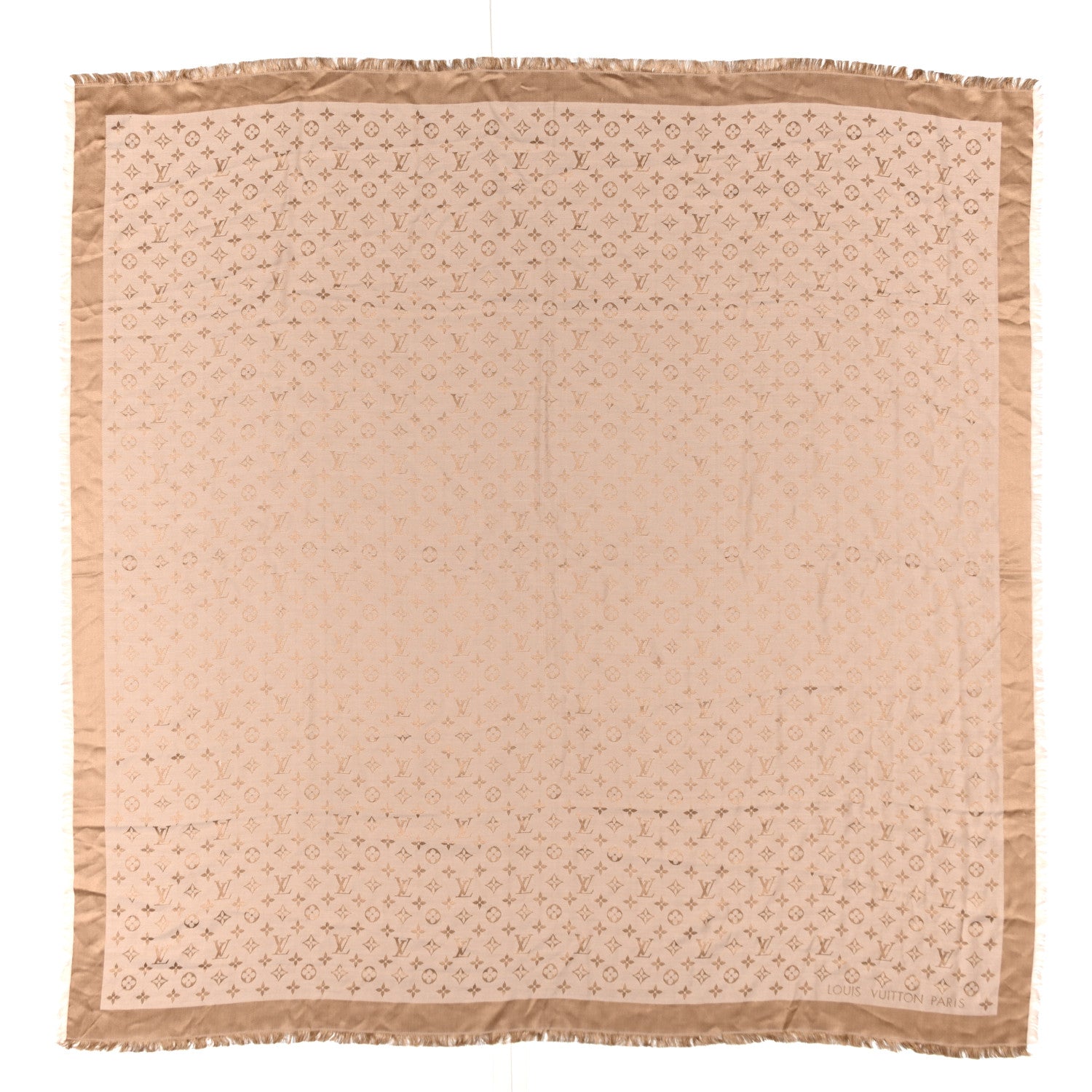 Louis Vuitton Silk Wool Monogram Denim Shawl  Beige Rose 1 of 4