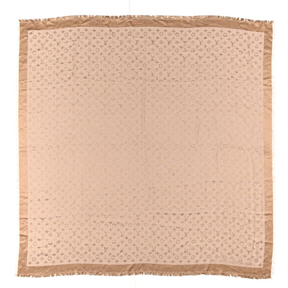 Louis Vuitton Silk Wool Monogram Denim Shawl  Beige Rose 1 of 4