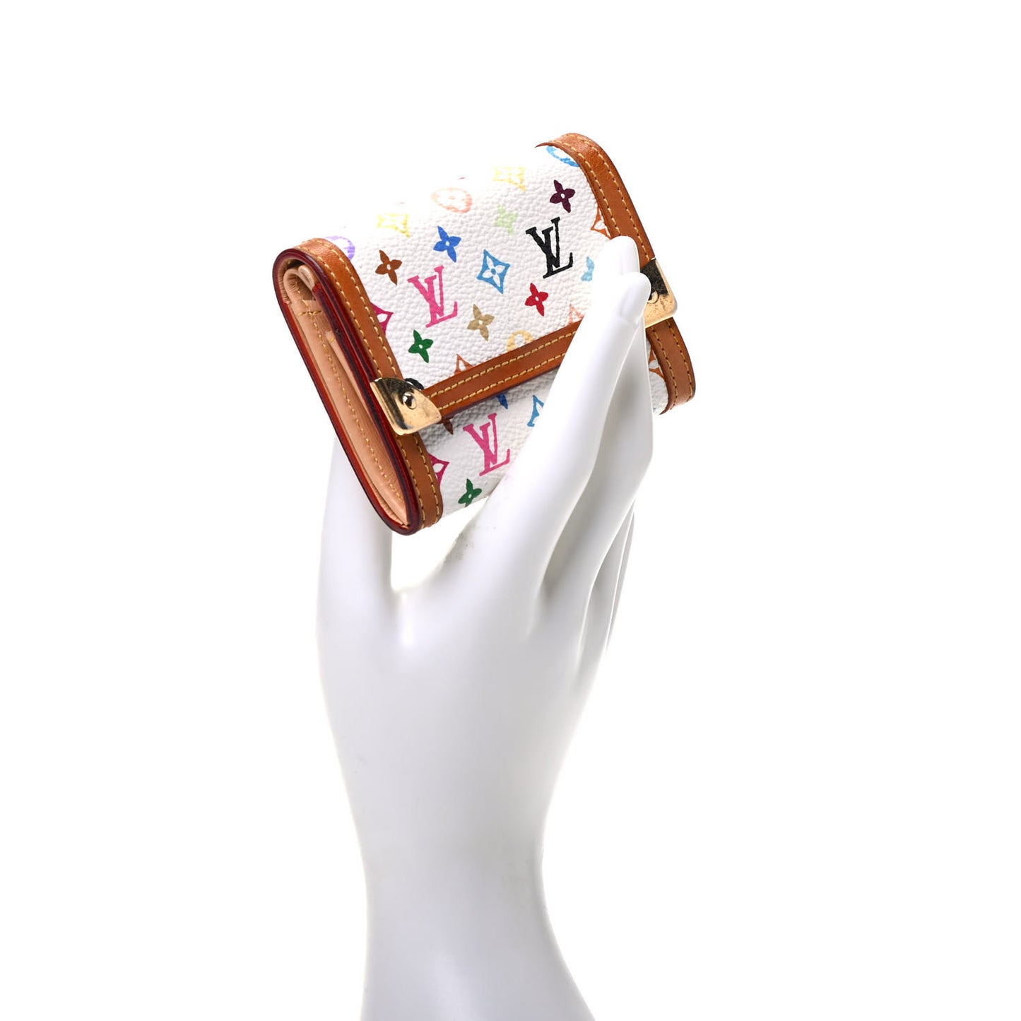 Monogram Multicolor Porte-Monnaie Plat Coin Purse White