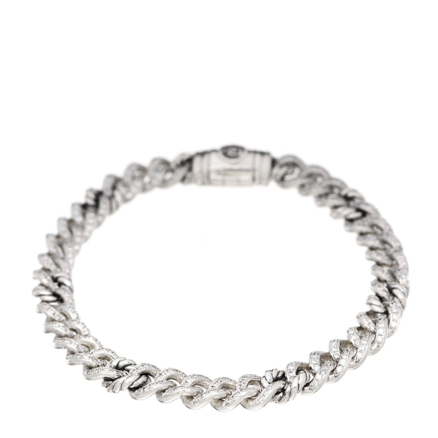 Sterling Silver Diamond Petite Pave Curb Link Bracelet