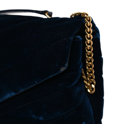 Saint Laurent Velvet Y Quilted Monogram Small Loulou Chain Satchel Dark Ottanio 10 of 10
