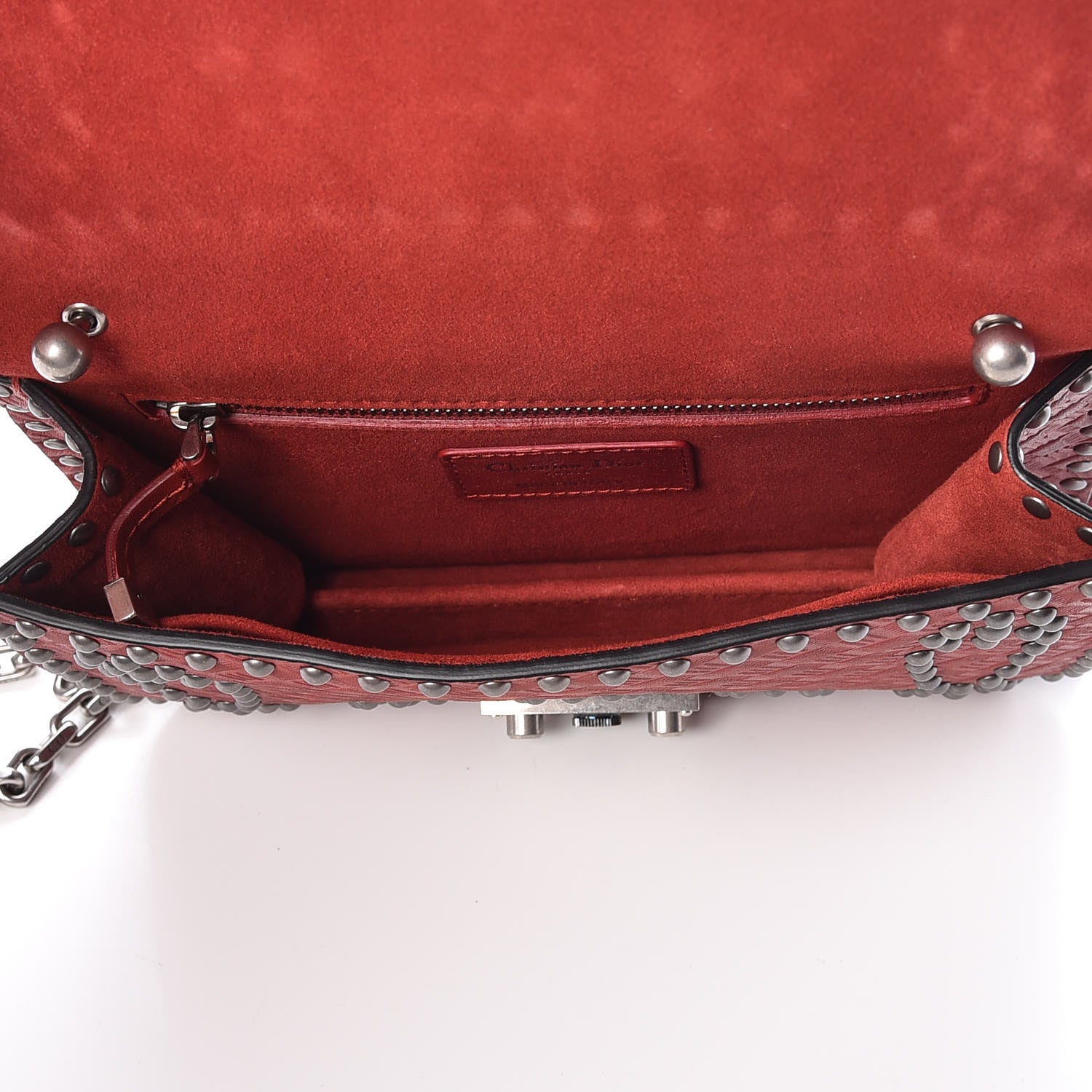 Christian Dior Calfskin Cannage Embossed Studded Small Dioraddict Flap Bag Red 7 of 9