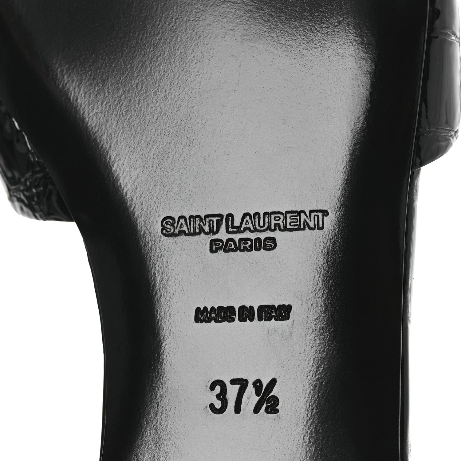 Saint Laurent Patent Croc Embossed Tribute 05 Slide Sandals 37.5 Black 9 of 11