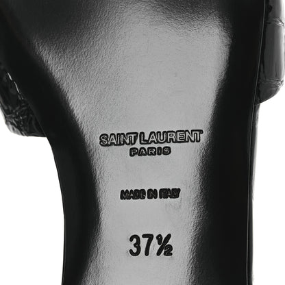 Saint Laurent Patent Croc Embossed Tribute 05 Slide Sandals 37.5 Black 9 of 11
