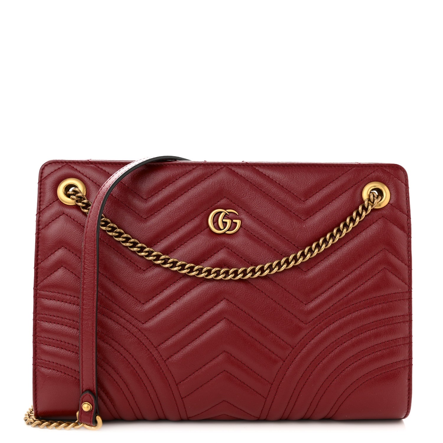 Gucci Azalea Calfskin Matelasse Heart Medium GG Marmont Slim Shoulder Bag Romantic Cerise 1 of 10