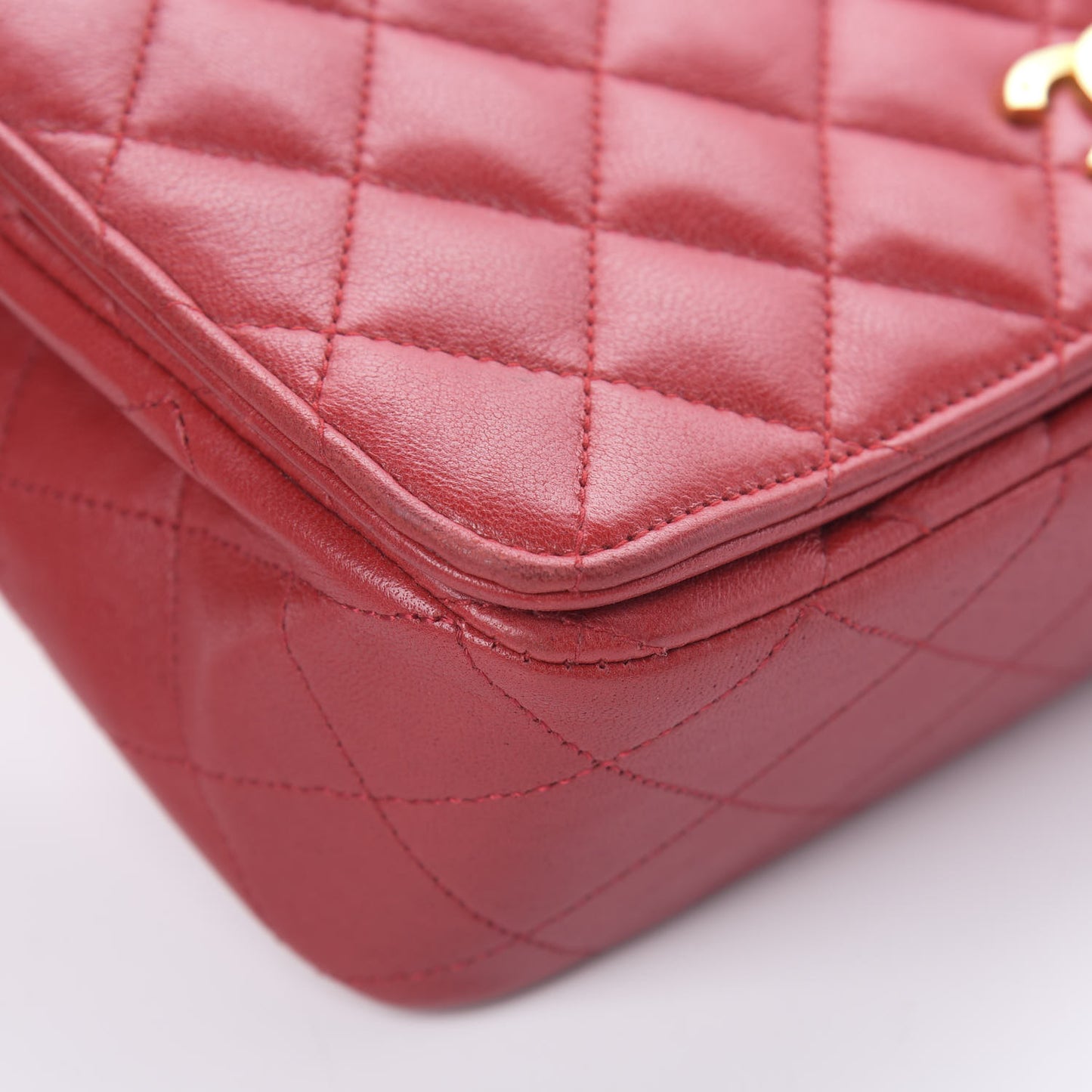 Lambskin Quilted Small Single Flap Red
