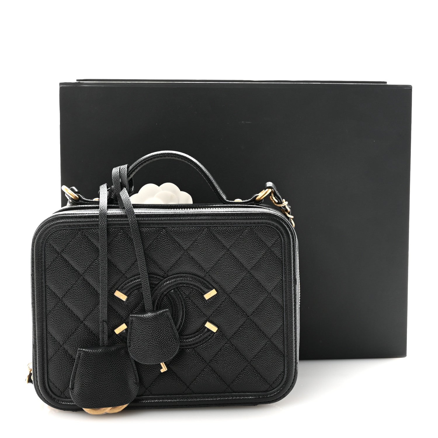Chanel Caviar Quilted Medium CC Filigree Vanity Case Black 11 of 11