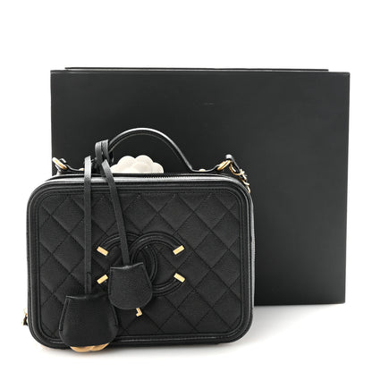 Chanel Caviar Quilted Medium CC Filigree Vanity Case Black 11 of 11