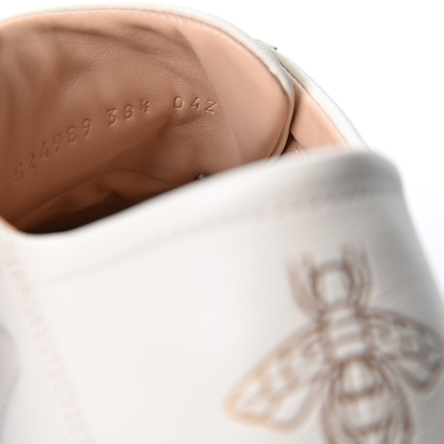 Gucci Calfskin Velvet Womens Bow Ace Sneakers 38.5 White 8 of 11