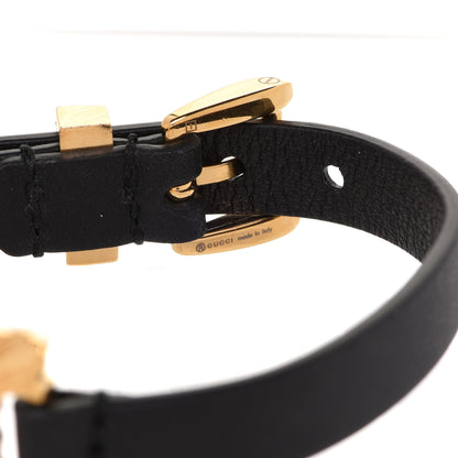 Gucci Calfskin Metal Interlocking G Bracelet Black 4 of 5