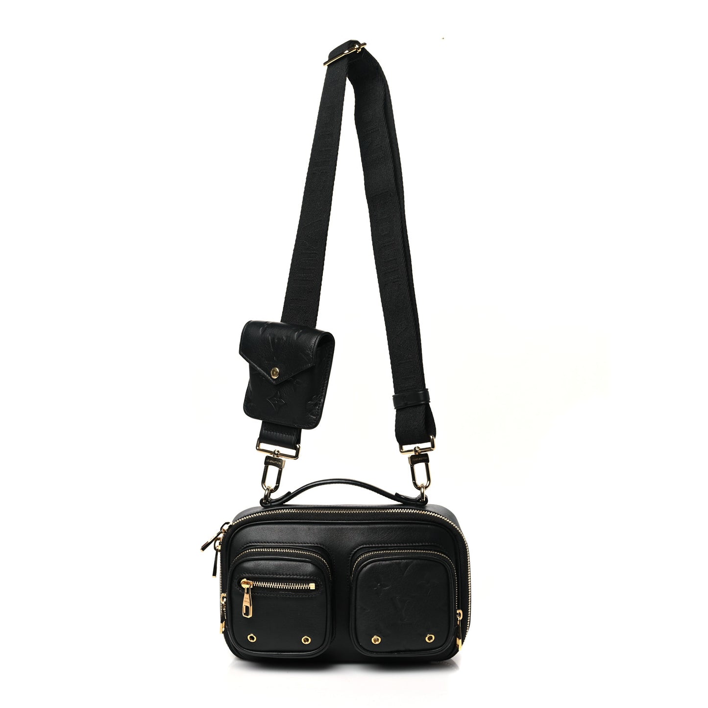 Calfskin Monogram Embossed Utility Crossbody Black