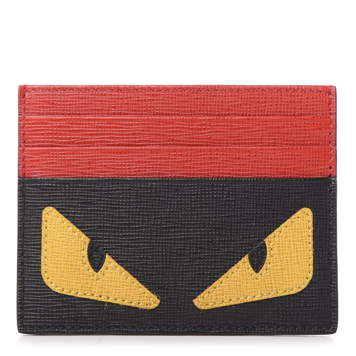 Fendi Vitello Elite Monster Eyes Card Holder Black Yellow Red 1 of 8