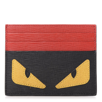 Fendi Vitello Elite Monster Eyes Card Holder Black Yellow Red 1 of 8