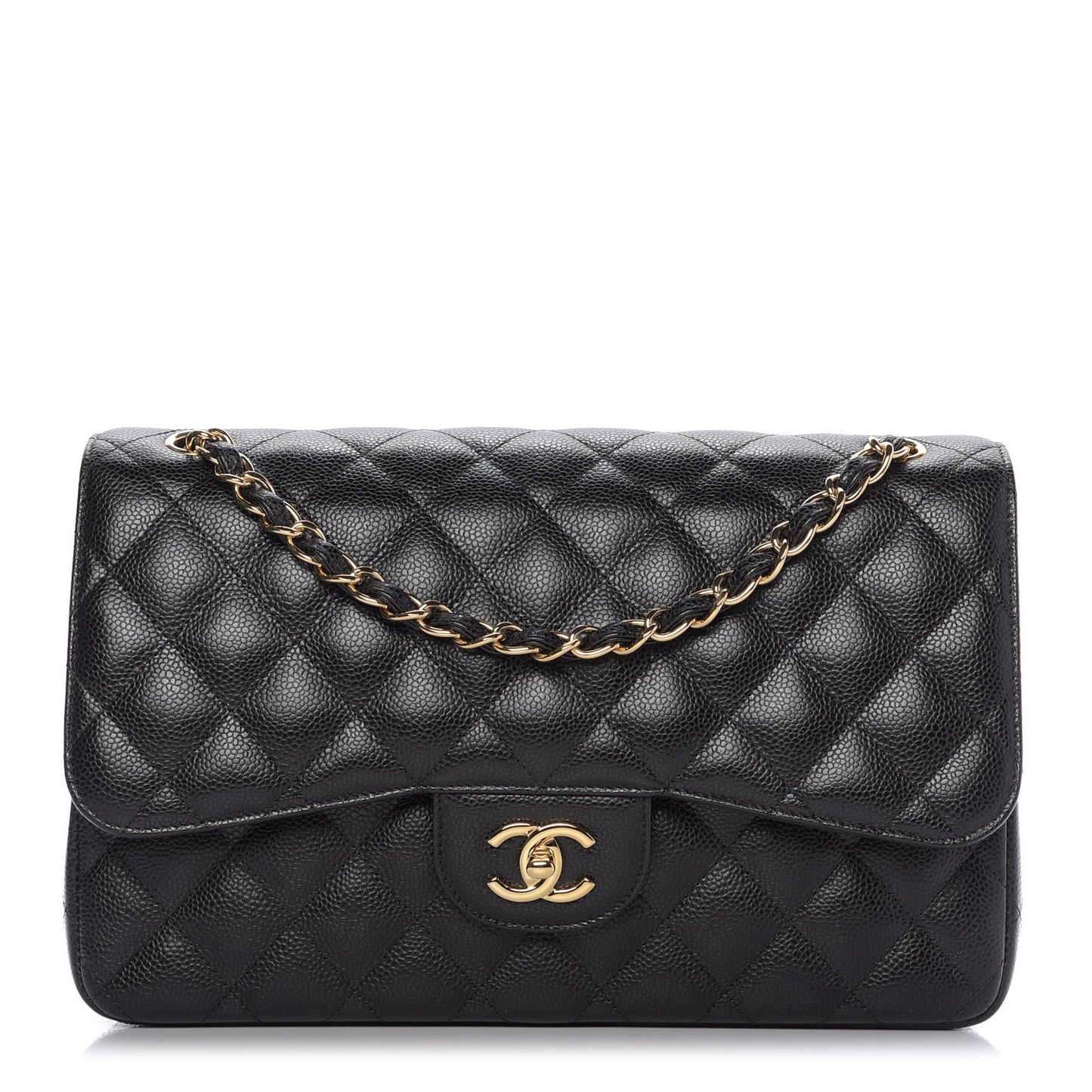 Caviar Quilted Jumbo Double Flap Black