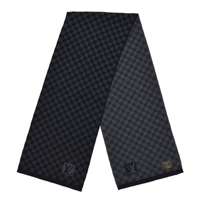 Louis Vuitton Wool Petit Damier Graphite Scarf Black 3 of 4