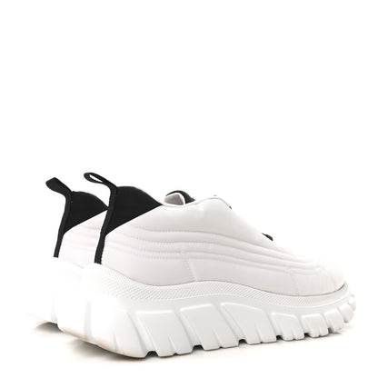 Prada Re-Nylon Gabardine Rubber Logo Quilted Womens 50mm Low Top Sneakers 37.5 White Black 5 of 9