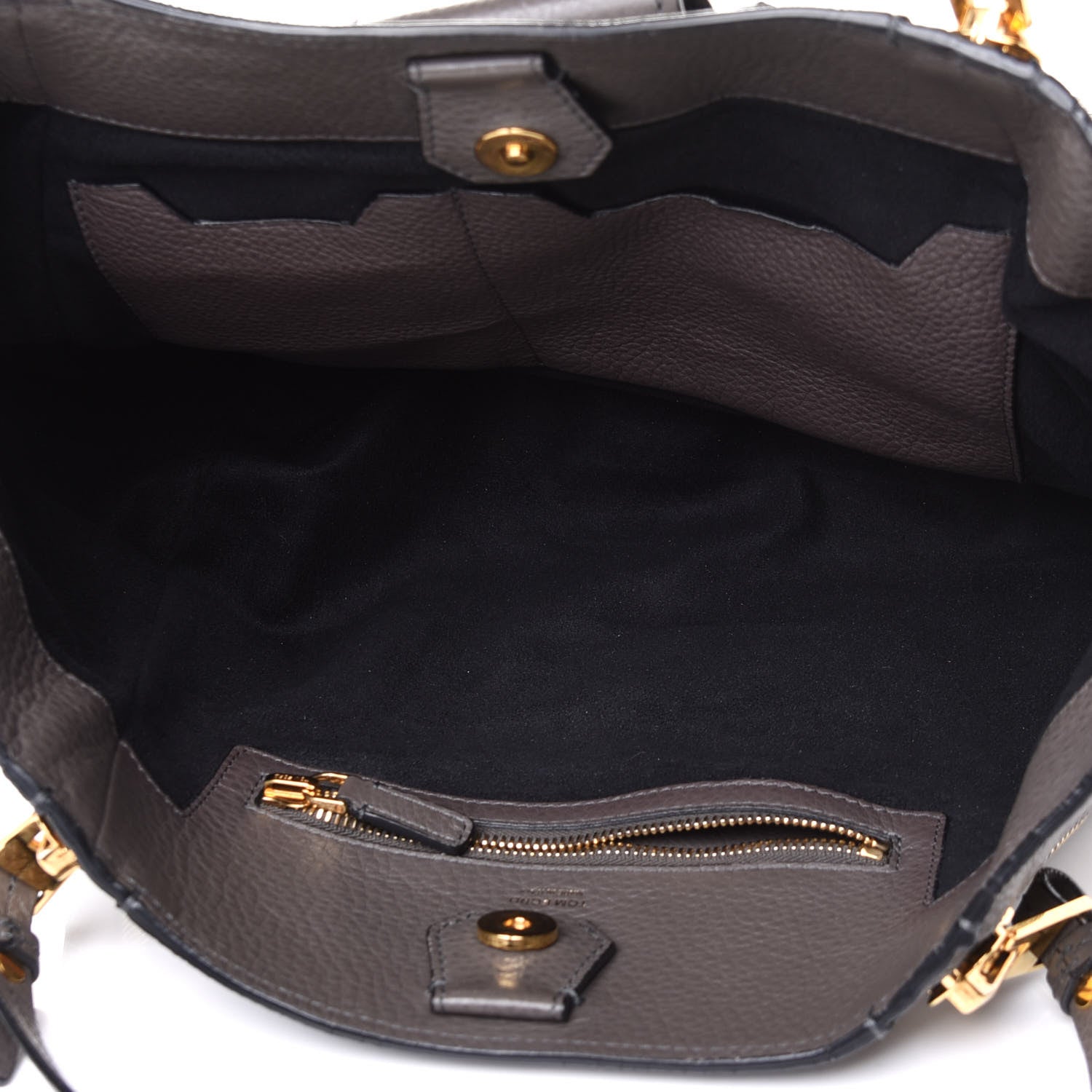 Tom Ford Grained Calfskin Sedgwick Medium Zipper Tote Grey 4 of 4