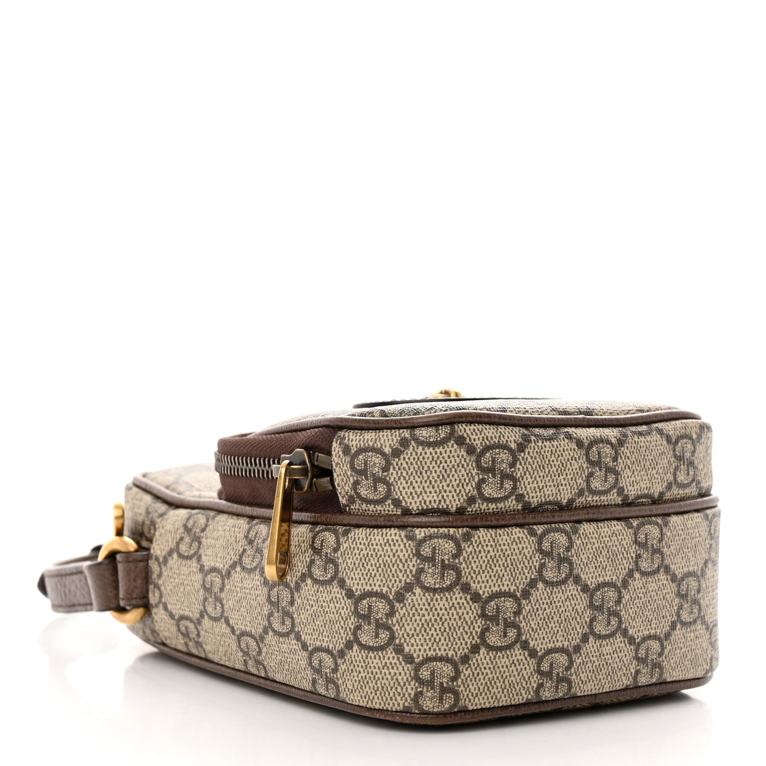 Gucci GG Supreme Monogram Mini Neo Vintage Double Zip Messenger Bag Beige New Acero Crop 4 of 13