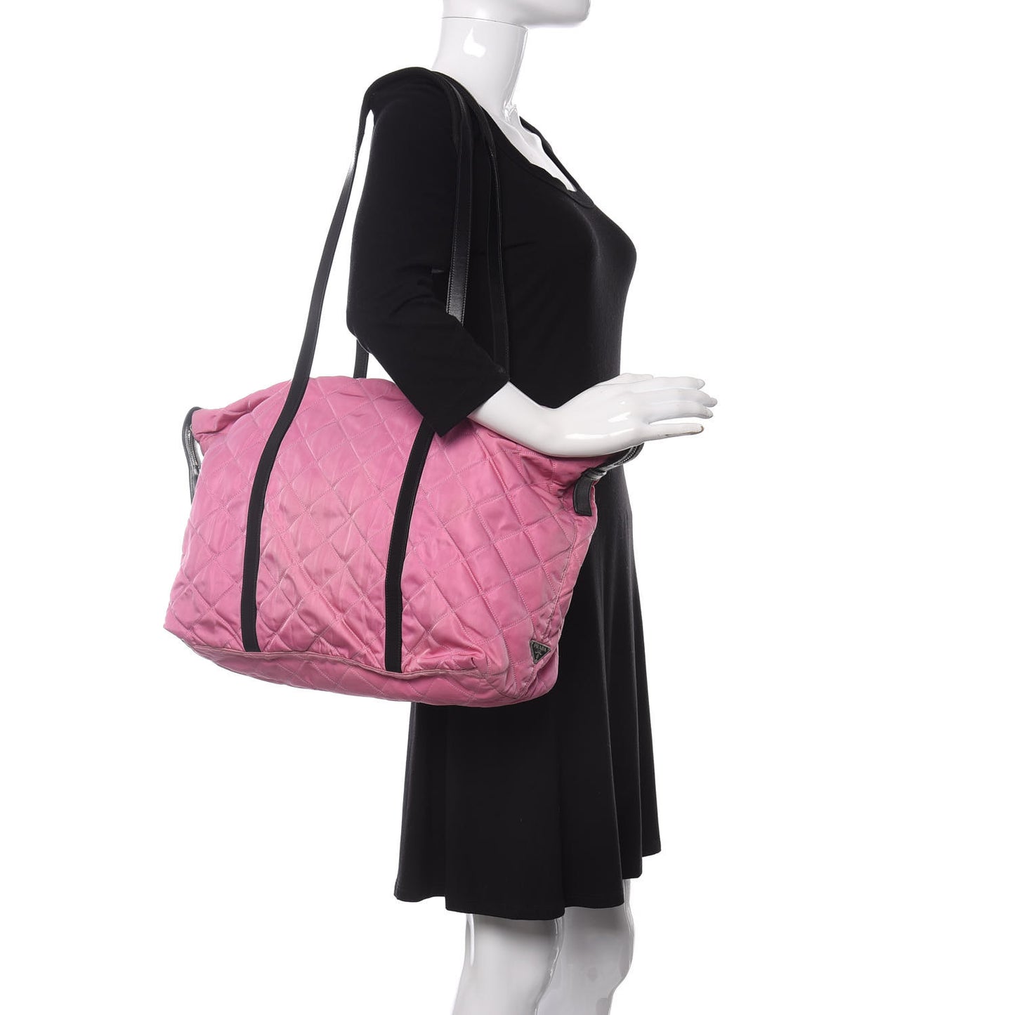 Tessuto Nylon Quilted Shoulder Bag Begonia