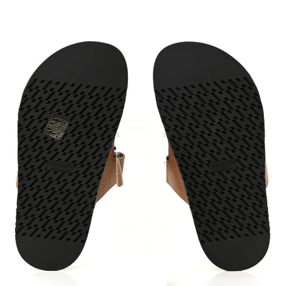 Hermes Calfskin Womens Chypre Sandals 37.5 Gold 5 of 10