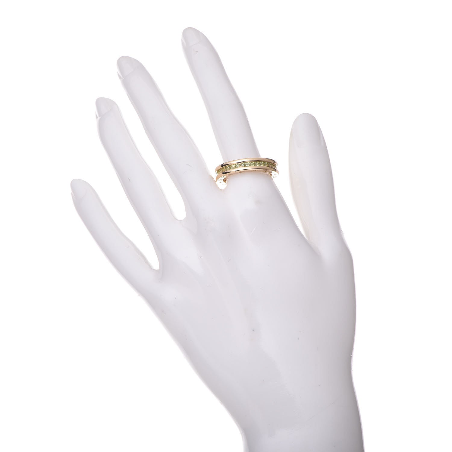 Bulgari 18K Yellow Gold Peridot B.Zero1 Band Ring 57 8 2 of 7