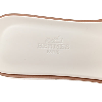 Hermes Box Calfskin Oran Sandals 37 White 7 of 9