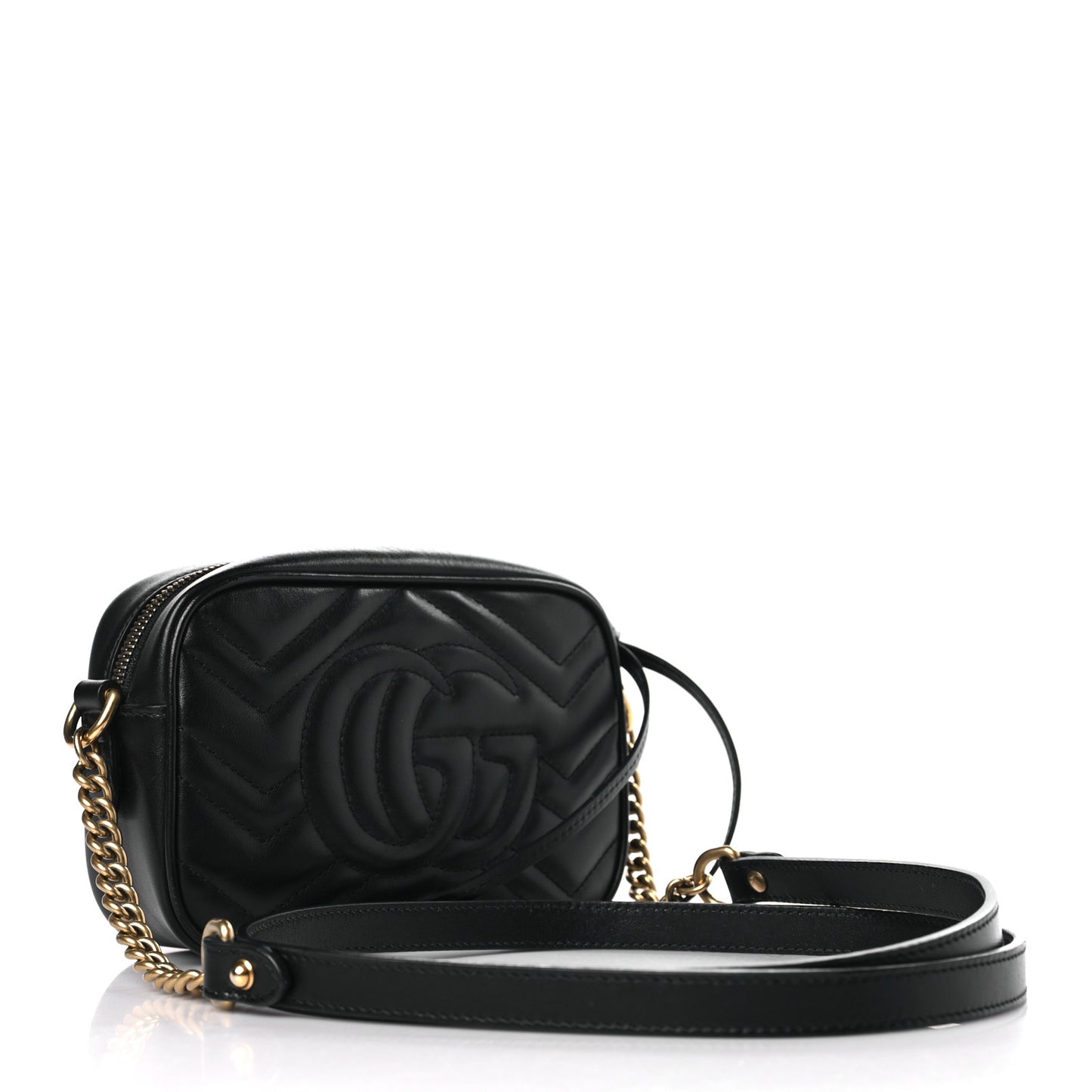 Calfskin Matelasse Mini GG Marmont Chain Shoulder Bag Black