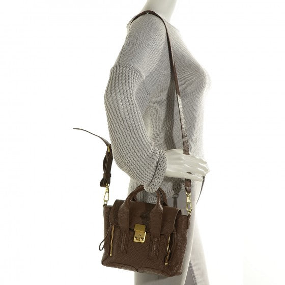 3.1 Textured Calfskin Mini Pashli Satchel Taupe