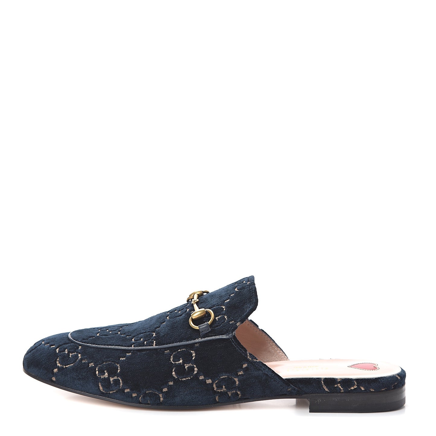 Velvet GG Monogram Womens Princetown Slippers 41 Blue Beige