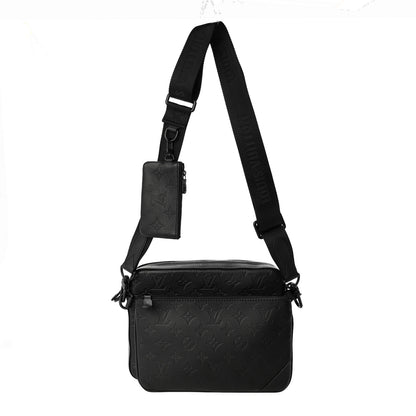 Louis Vuitton Calfskin Monogram Shadow Trio Messenger Black 1 of 19